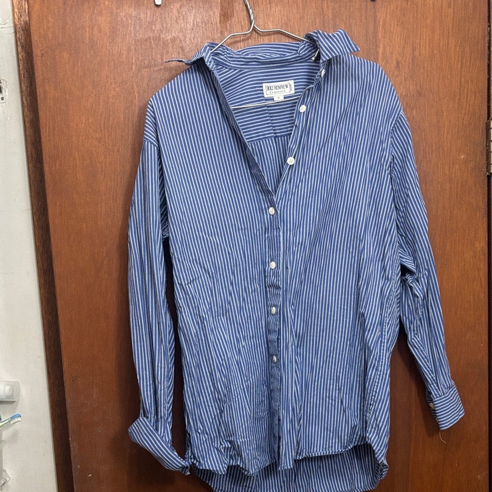 Vintage Navy Striped Casual Shirt
